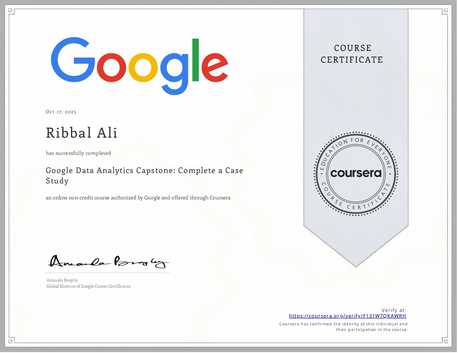 Google Data Analytics Capstone Certificate